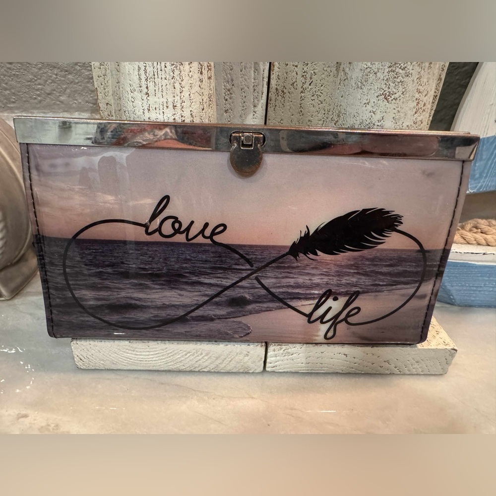 Love Ocean Clutch wallet hard case with lock 7.5x4in